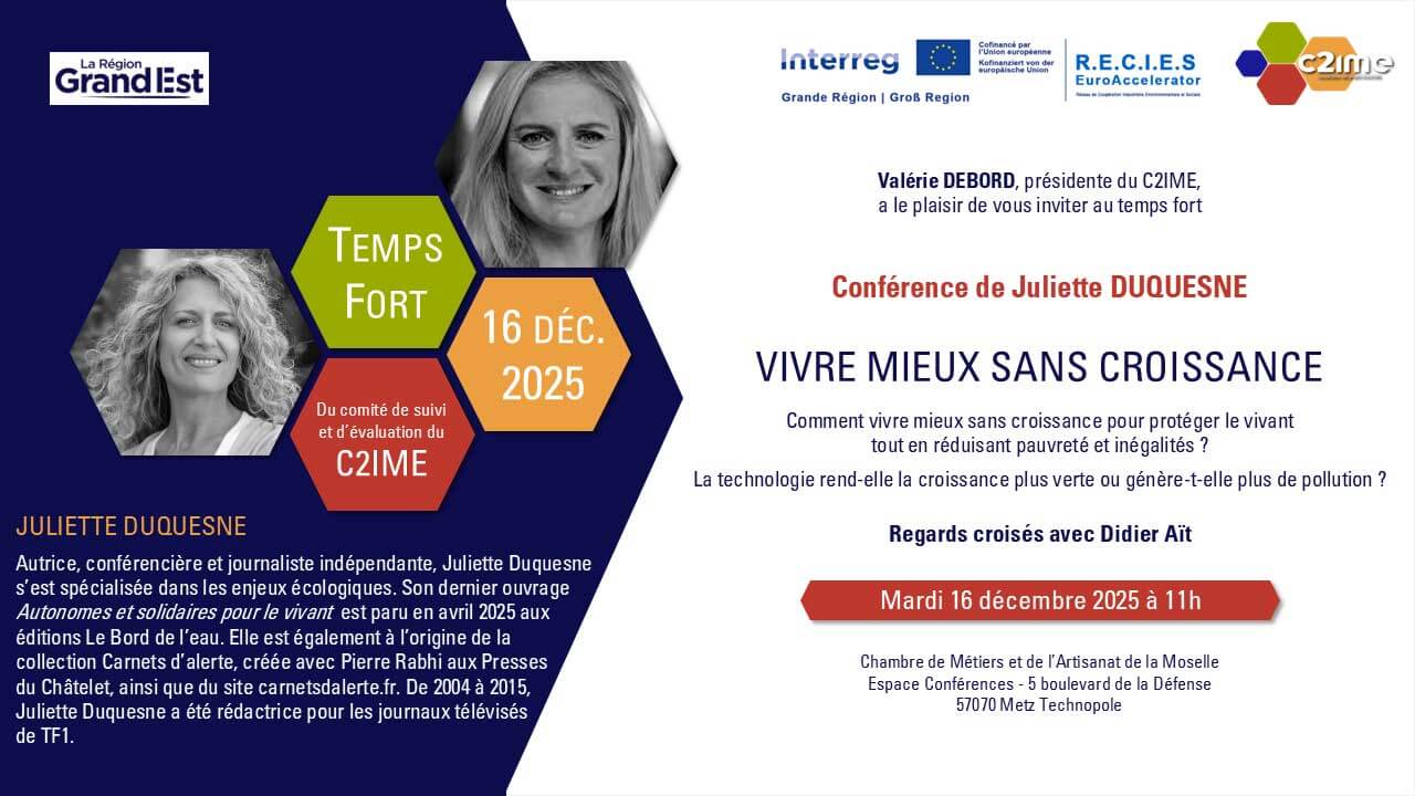 2025-12-16, temps fort, vivre miex sans croissance, conférence, Juliette Duquesnes, c2ime, recies, metz